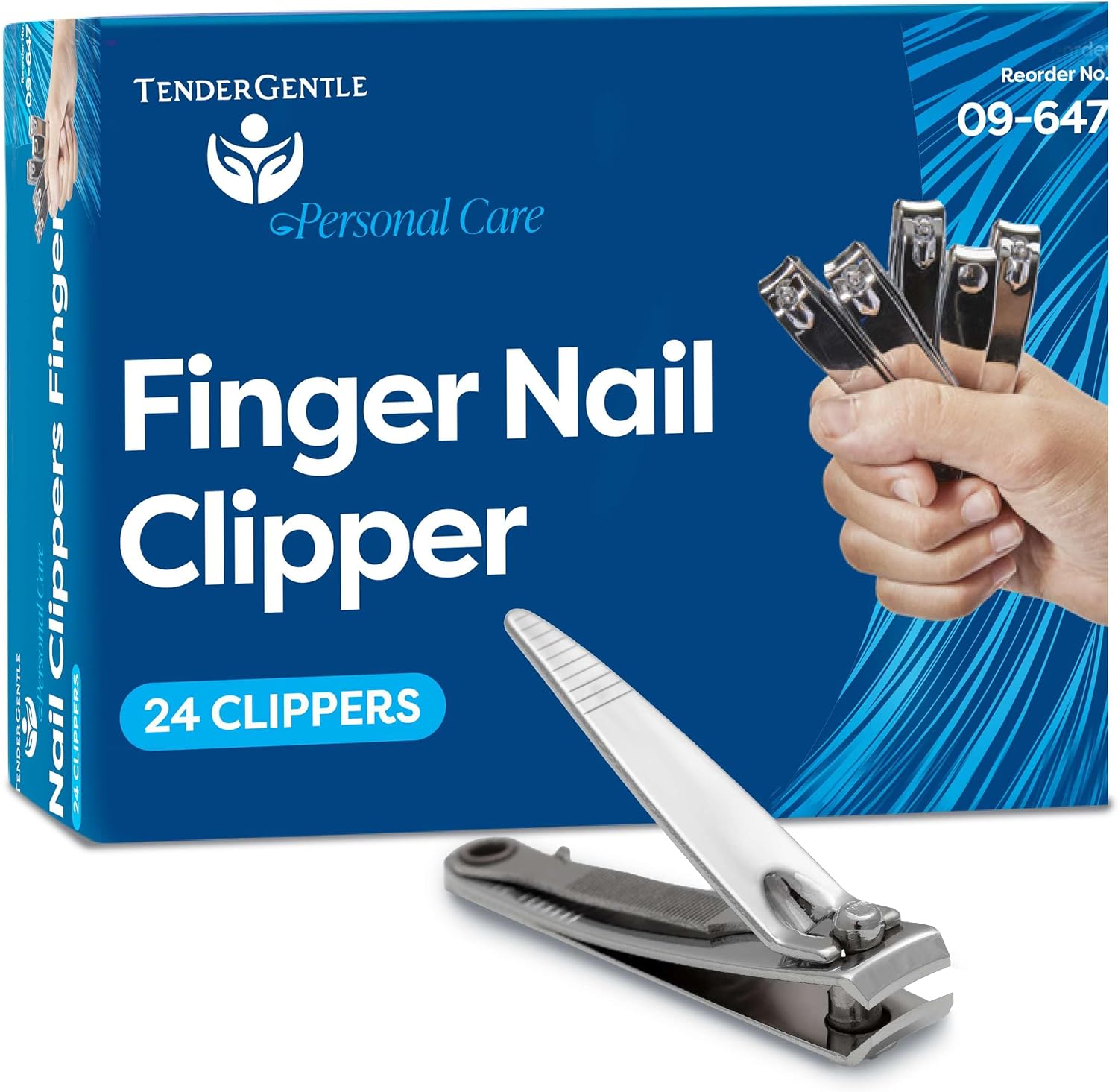 Nail Clippers for Men and Women - 24 Stainless Steel Fingernail Clippers with Nail File - Cuts, Shapes, and Smooths - Good for Salons, Homes, Medical Facilities, and More