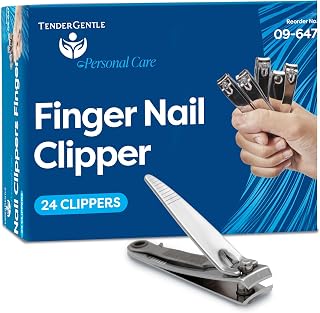 Nail Clippers for Men and Women - 24 Stainless Steel Fingernail Clippers with Nail File - Cuts, Shapes, and Smooths - Good for Salons, Homes, Medical Facilities, and More
