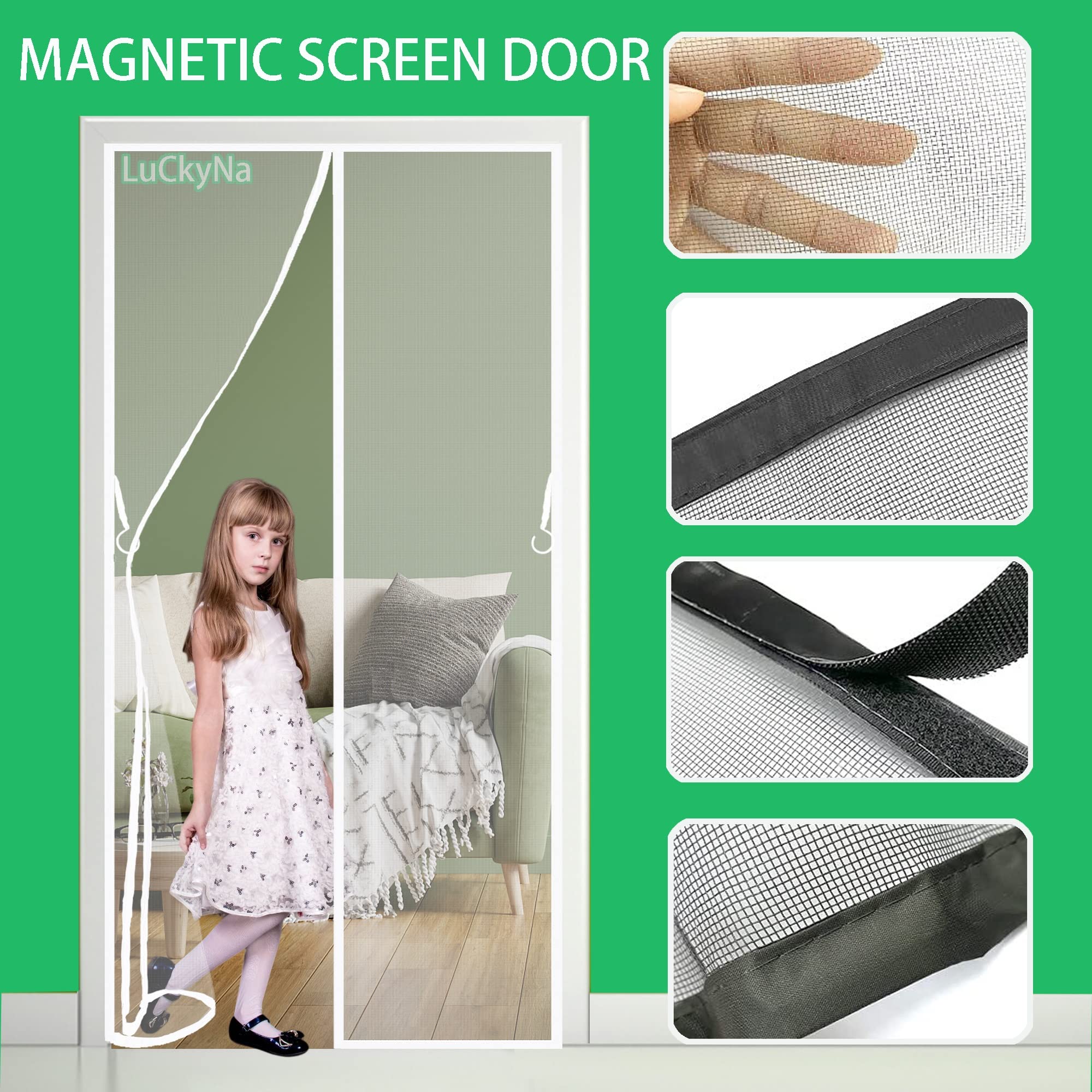 Magnet Fliegengitter Für Balkontür - 70 X 225 Cm, Selbstschließend, Weiß, Einfach Mit Klebeband Zu Montieren