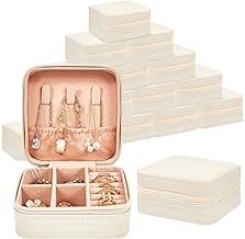 Taiyin 50 Pcs Travel Jewelry Case Box Bridesmaid Gifts Bulk Travel Jewelry Cases Boxes Small Jewels Organizers Mini Accessories Ornaments Storage for Women Girls Wedding Gifts (White)