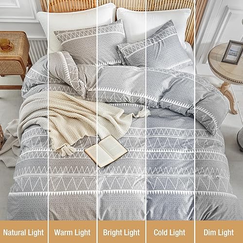 Miniatura 9 de Lekesky Funda de edredón de Navidad, tamaño Queen, juego de ropa de cama reversible de 3 piezas con cierre de cremallera y lazos en las esquinas (1