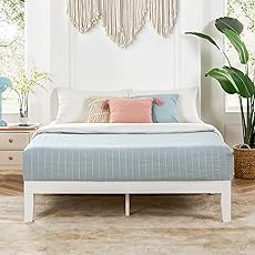 Mellow Naturalista Classic 12 Inch Solid Wood Platform Bed with Wooden Slats, Twin, White Wash