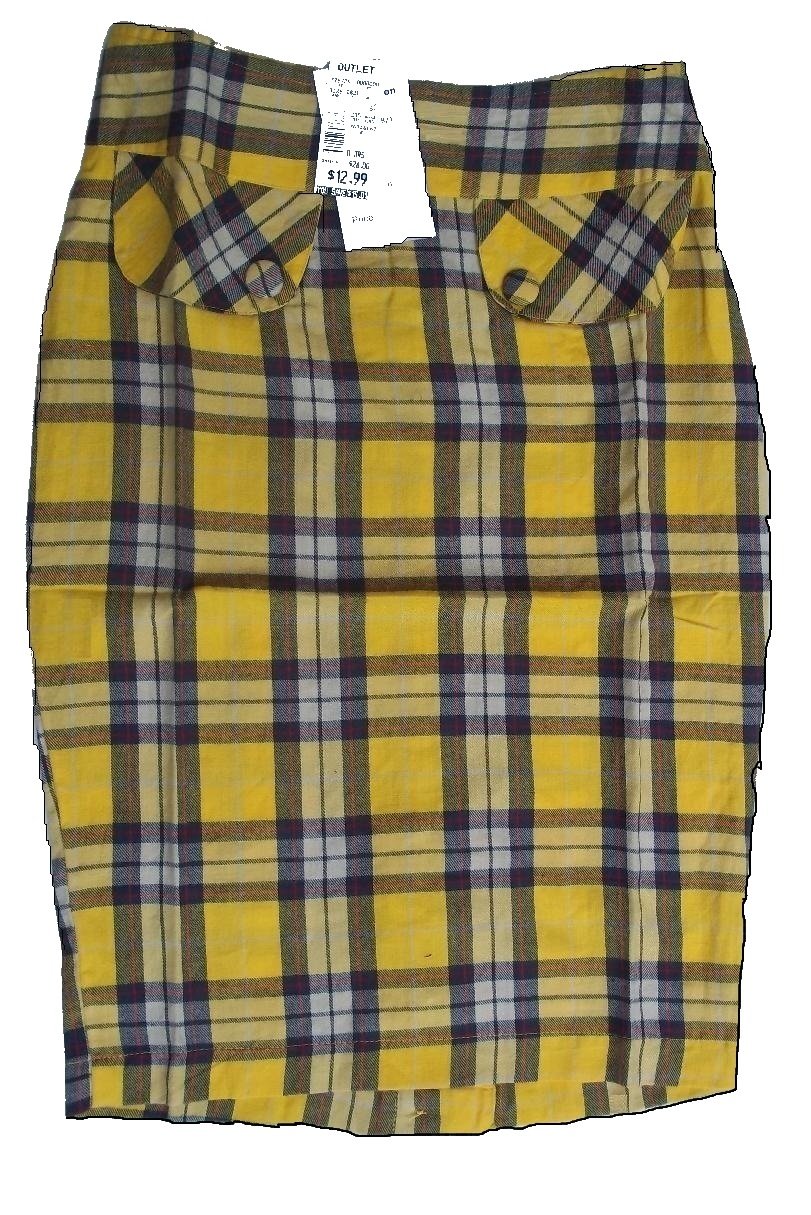 Sports Skirt (Yellow Plaid) Pencil Skirt