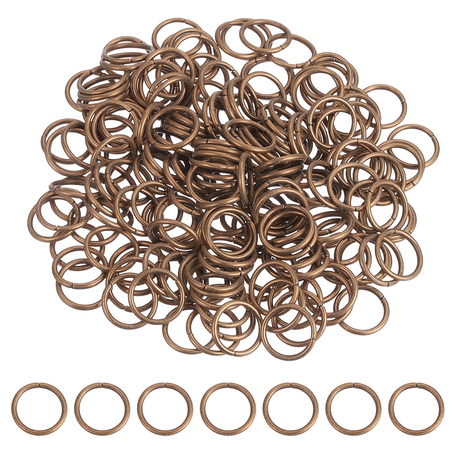 sourcing map 200 Pcs Open Jump Rings, 18mm Split Metal O Ring 2mm Thick Keychains Connector Ring for Jewelry Making DIY Necklaces Bracelet Earrings Craft Making, Red Copper