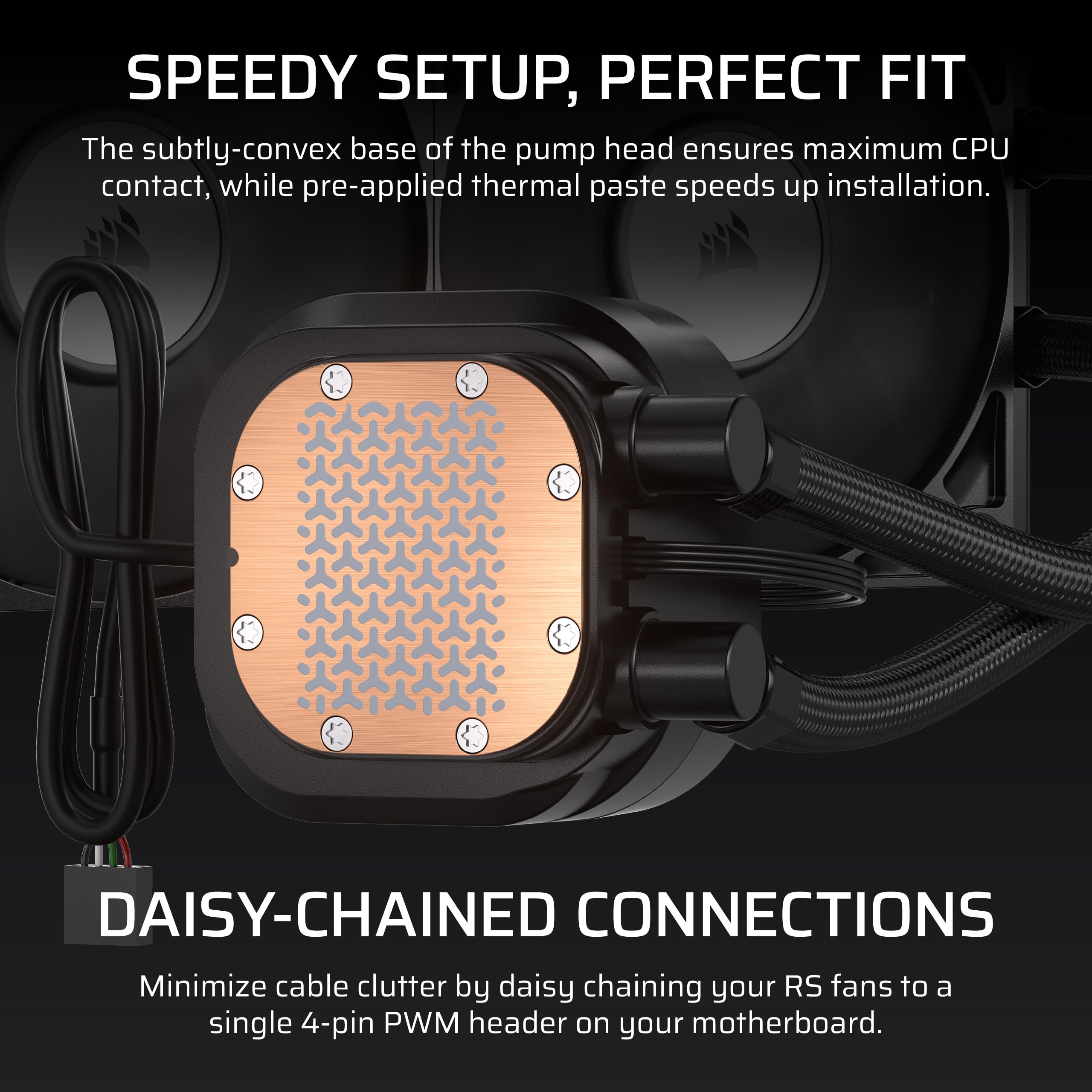 Corsair NAUTILUS 240 RS LCD Liquid CPU Cooler – 2.1" IPS LCD Screen, 240mm AIO, Low-Noise, Daisy-Chain, Intel LGA 1851/1700, AMD AM5/AM4 – 2x RS120 Fans Included – Black — view 4