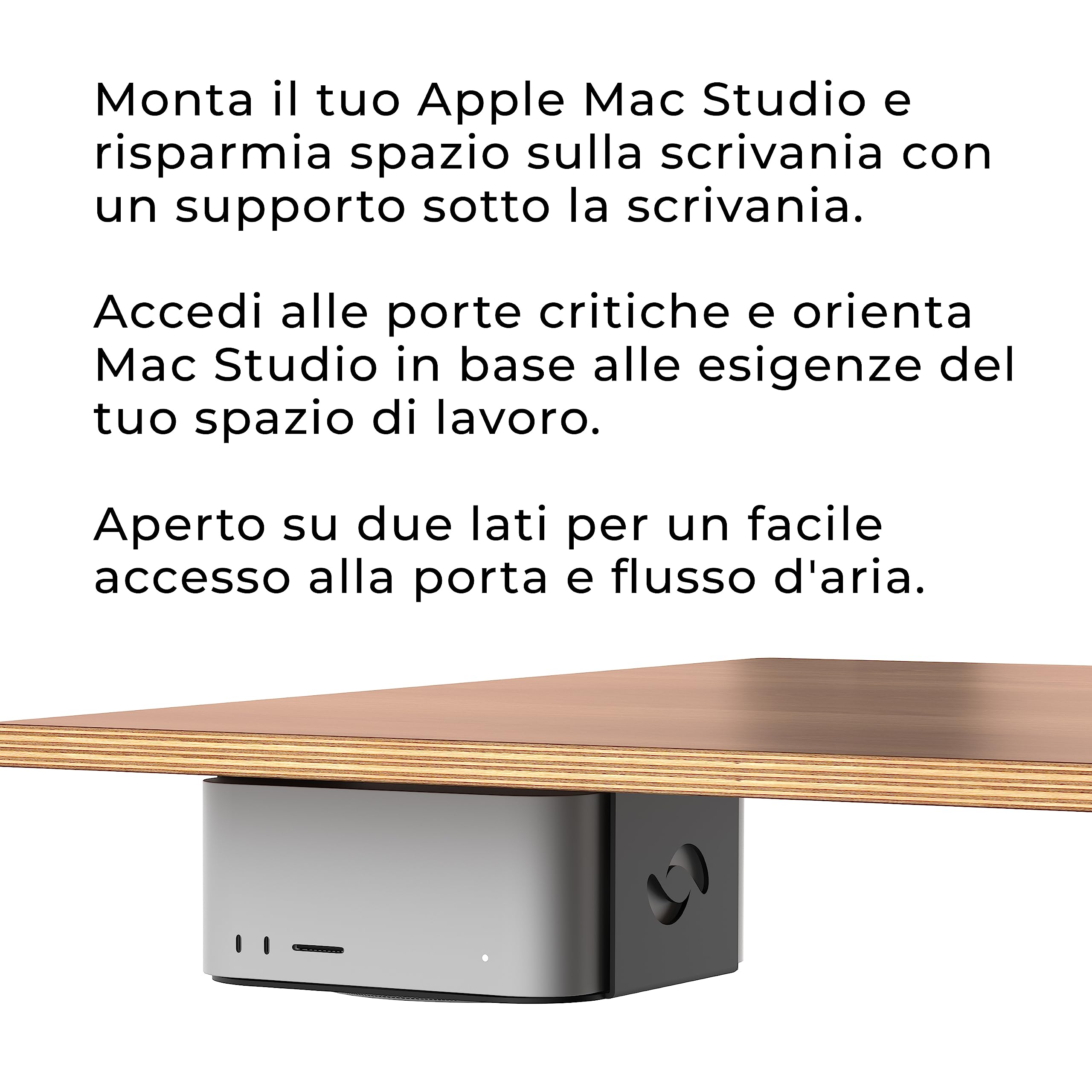 HumanCentric Supporto da scrivania compatibile con Mac Studio Mount, Proteggi o nascondi il tuo Mac Studio sotto la scrivania con un supporto, supporto da scrivania per Apple Studio Mount