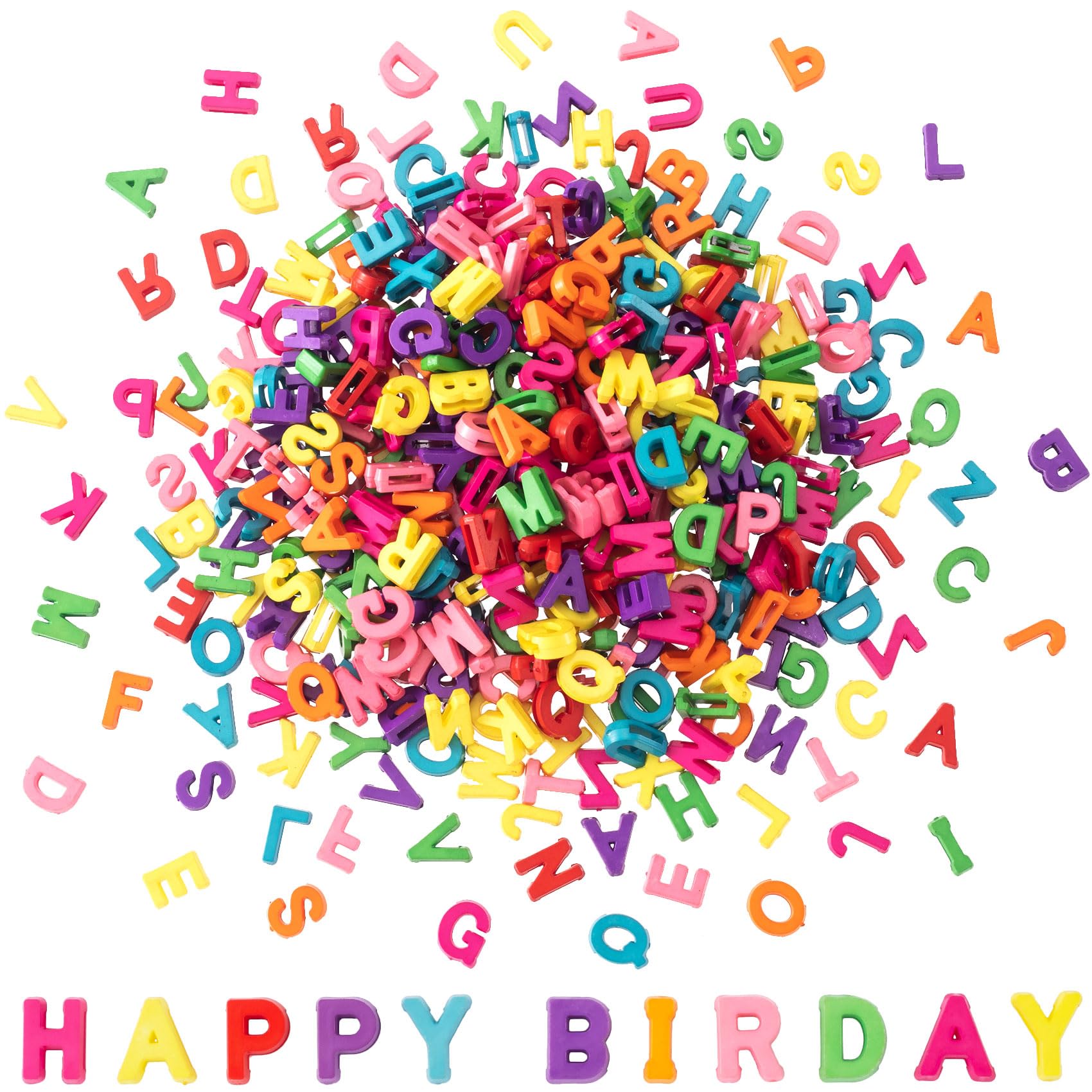 Alpinleux 300 Pcs Colorful Alphabet Letter Beads, Bulk A-Z Resin Pendants, 3D Loose Letter Beads, Plastic Initial Charms for Jewelry Making, Key