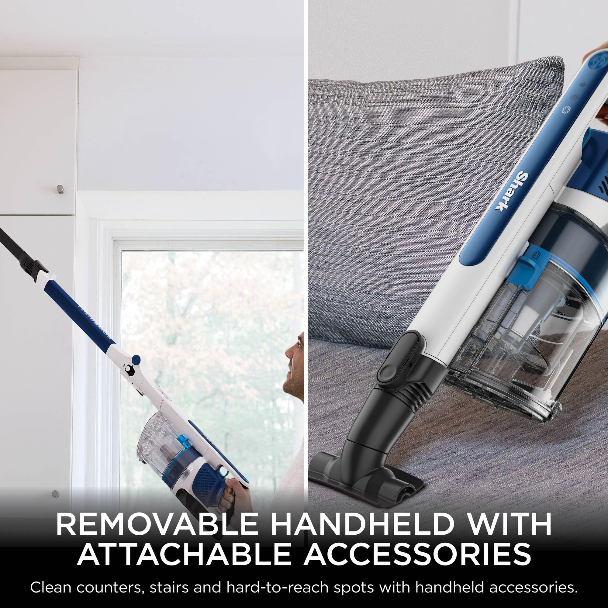 Shark PowerPro Cordless Stick Vacuum Cleaner, Lightweight, Floor Detect Technology, Anti-Hair Wrap Technology, Anti-Allergen Complete Seal, Flexible, Handheld mode, Navy Metallic, IZ380UK — view 11
