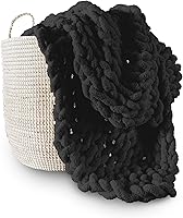 Adyrescia Chunky Knit Blanket Throw - 100% Hand Knit Jumbo Chenille Yarn, Super Soft No-Shed 50x60 Raven Black