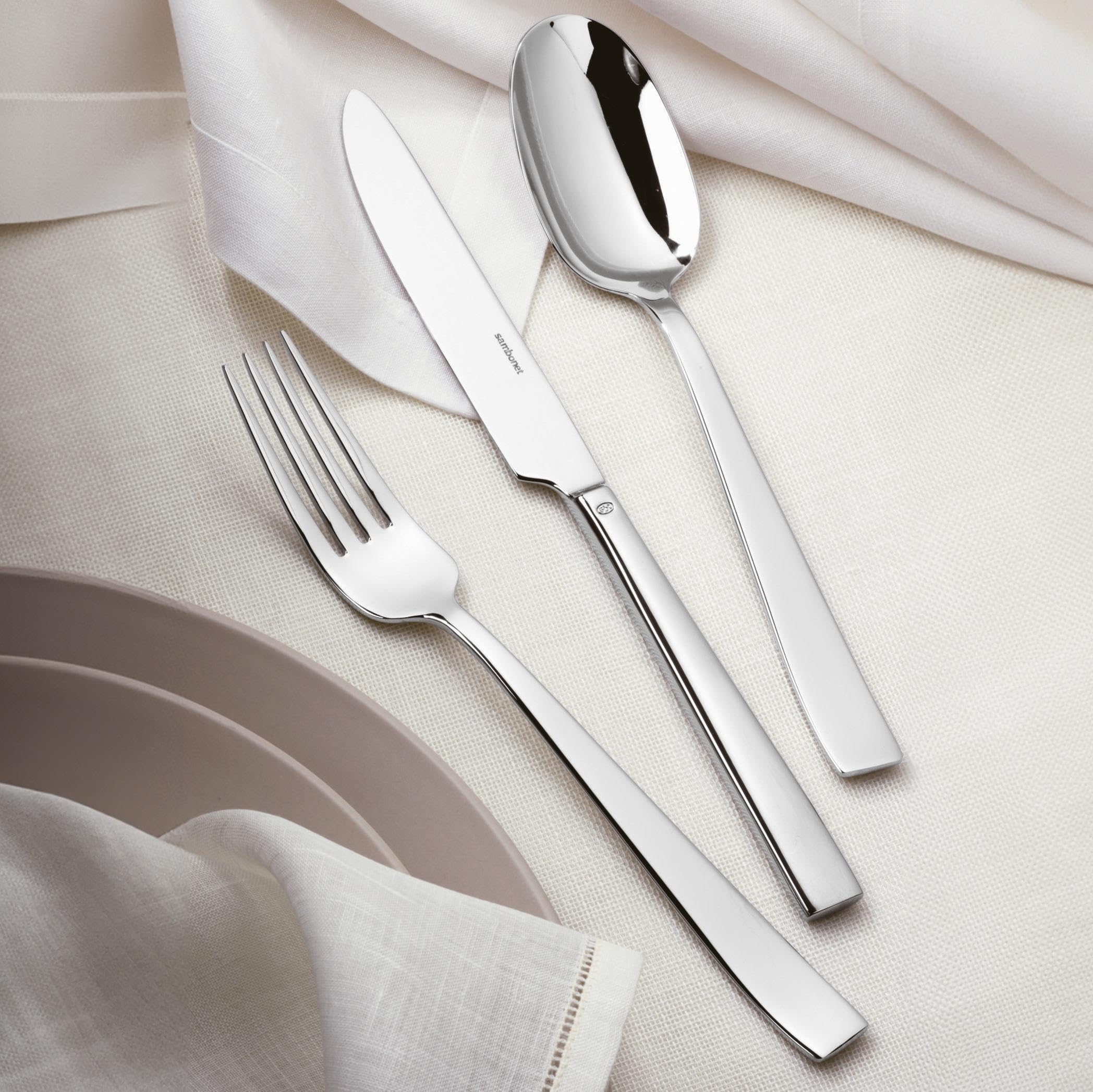 Sambonet Flat 62512-83 Set di Posate da Tavola Monoblocco in Acciaio Inox 18/10, per 6 persone, 36 pezzi: 6 forchette, 6 coltelli, 6 cucchiai, 6 forchette frutta, 6 coltelli frutta, 6 cucchiaini tè