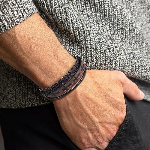 Miniatura 6 de Hamoery Men Leather Bracelet Punk Braided Rope Alloy Bracelet Bangle Wristband