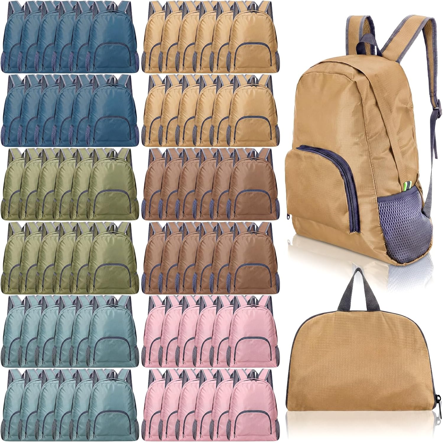 24 Pack Neutral 17 Inch Foldable Backpacks in Bulk