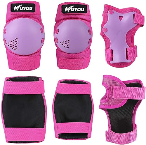 Miniatura 6 de Equipo de seguridad para niños de 3 a 8 años rodilleras para niños jóvenes coderas muñequeras 3 en 1 juego de equipo de protección ajustable para