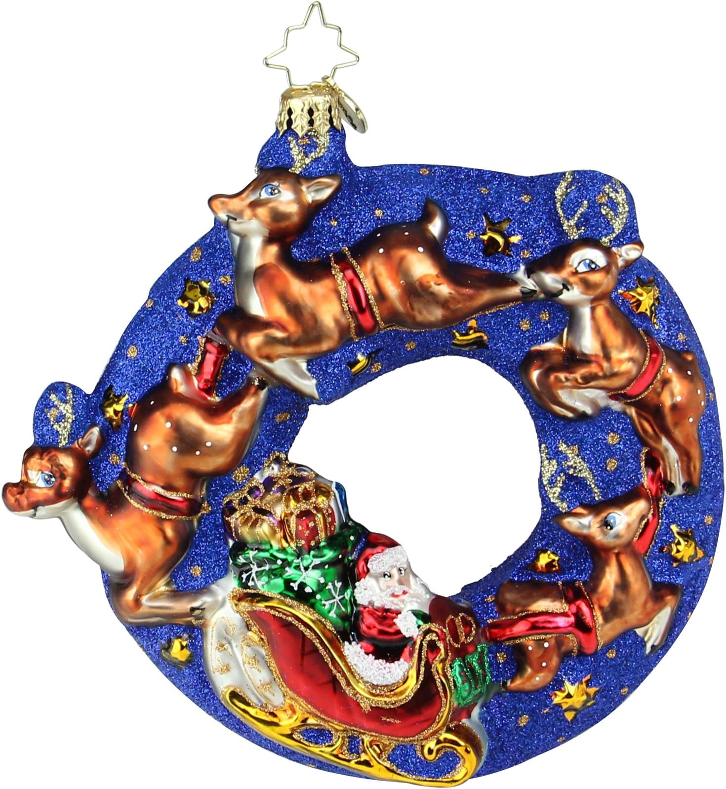 Christopher Radko 6.5" Santa's Midnight Ride Glittered Christmas Tree Ornament #1018955