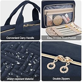 BAGSMART Toiletry Bag Hanging Travel Makeup Organizer with TSA Approved Transparent Cosmetic Bag Makeup Bag for Full Sized Toiletries, Large-Navy
