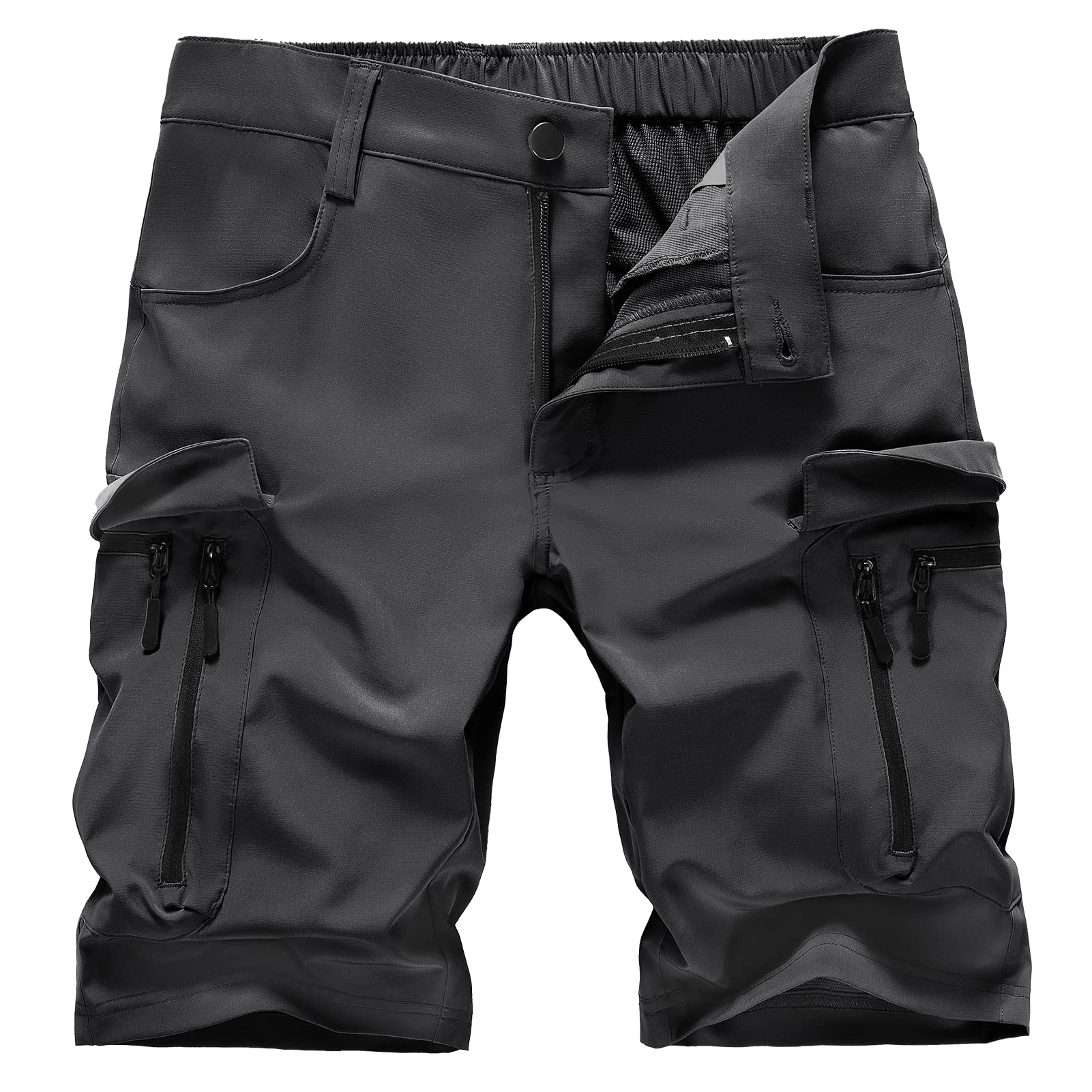 Hiauspor Arbeitshose Kurze Herren Wanderhose：7 Cargo Taschen,Wasserabweisend Stufe 4,Schnelltrocknend & Leicht Stretch Sommer Bermuda Cargohose für Outdoor,Arbeit,Fahrrad,Trekking