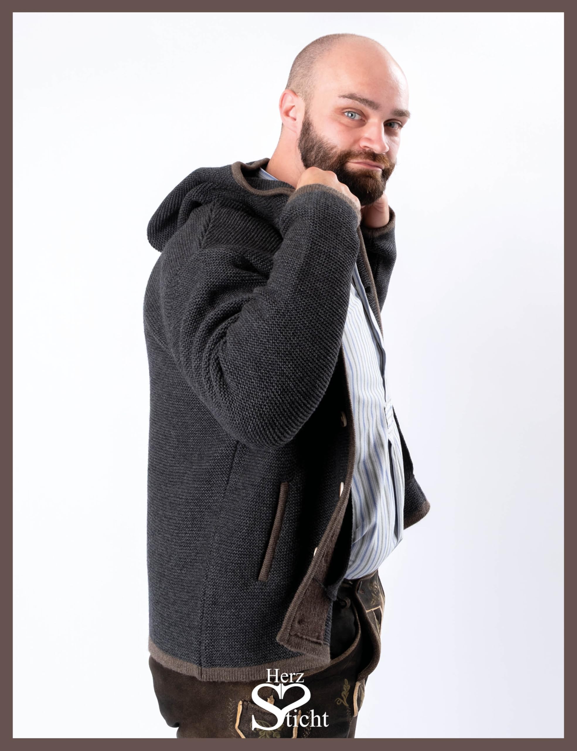 Herren Trachtenjacke (Modell: Wendelstein), Trachten Strickjacke