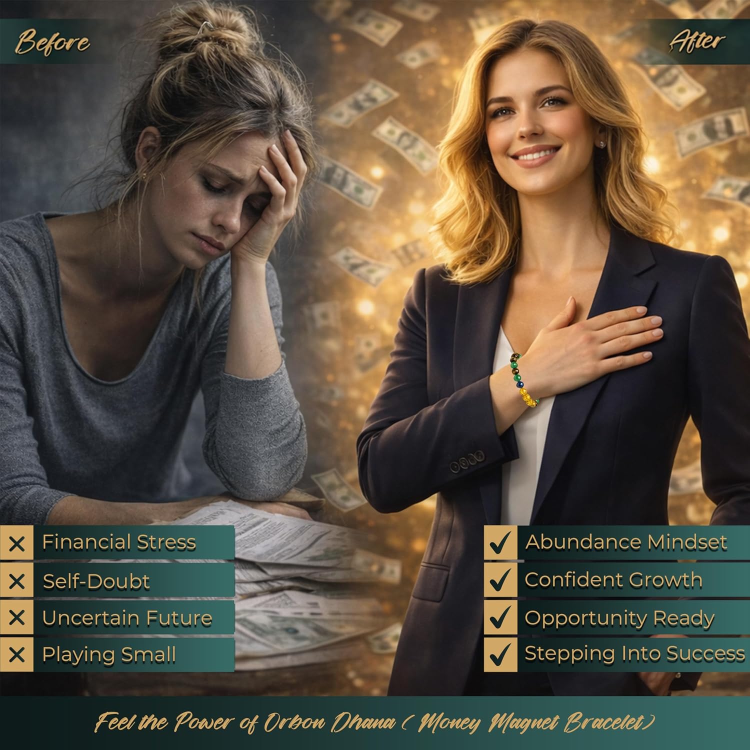 DHANA Money Bracelets for Women & Men – Money Magnet Bracelet Original Certified, Golden Pyrite Stone Wealth Abundance Good Luck Bracelet with Activation Card & Authenticity... - Image 6