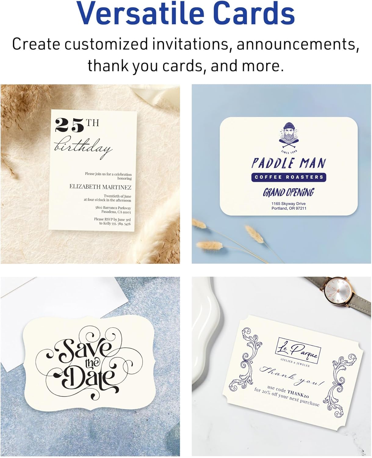 Avery Printable Rectangle Cards, Sure Feed Technology, 5" x 7", Matte Ivory Cardstock, Laser/Inkjet Printable, 100 Total, Great for Invitations and Thank You Messages