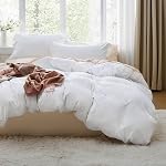 Bedsure Couverture de couette blanche Taille de la reine - 3 Pièces de lit prélavé en coton-comme extra doux, comprend 1 Couverture de couettes 90x90 Pochettes avec fermeture à glissière & 2 Shams d'oreiller, Conforteur non inclus