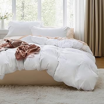39% off: Bedsure White Duvet Cover Queen Size - 3 Pieces Prewashed Cotton-Like Polyester Extra Soft Bedding …