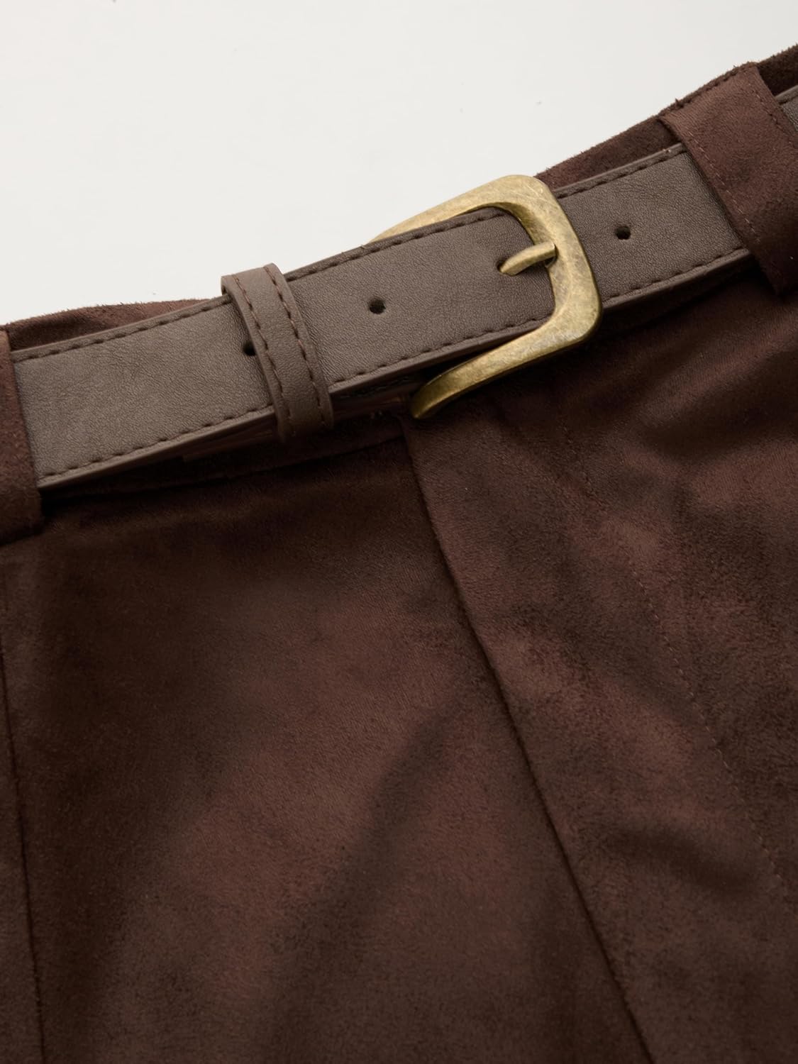 CIDER Womens Faux Suede Maxi Skirts Pleated High Waist A-Line Skirt with Belt Vintage Going Out Outfit Fall Trendy - Image 4