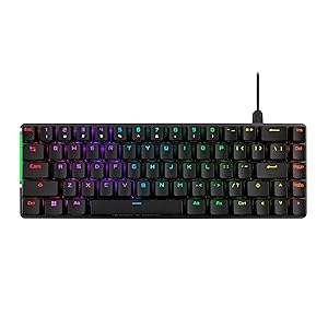 ASUS ROG Falchion Ace 65% RGB Compact Gaming Mechanical Keyboard, Lubed ROG NX Brown Switches & Switch Stabilizers, Sound-Dampening Foam, PBT Keycaps, Wired with KVM, Three Angles, Cover Case-Black