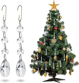 Adornos de cristal para árbol de Navidad, guirnalda de cuentas de cristal, adornos de candelabro transparente con ganchos ...