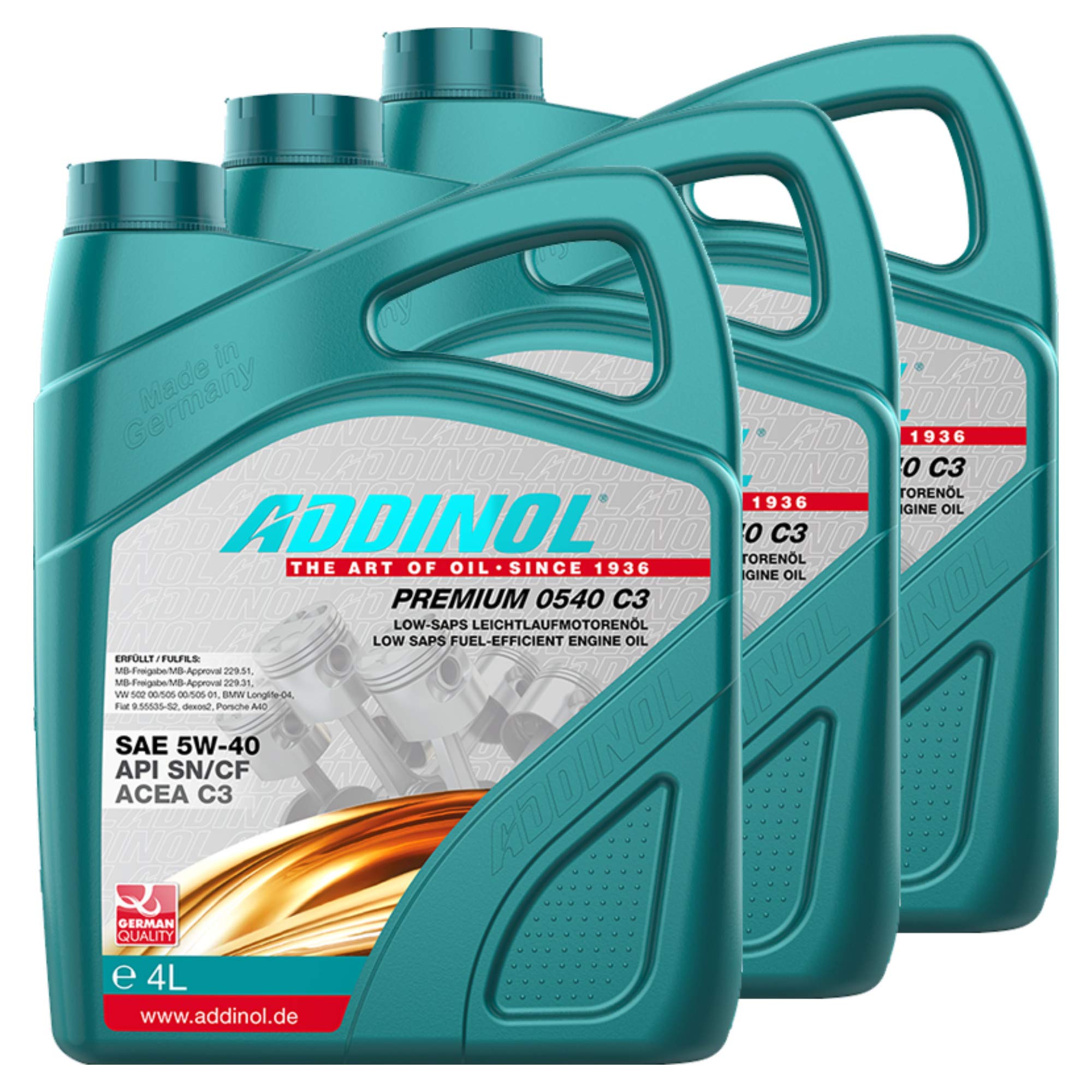 Addinol 3X Motoröl Motorenöl Motor Motoren Motor Oil Engine Oil Benzin Diesel 5W-40 Premium 5W40 C3 4L 72098025