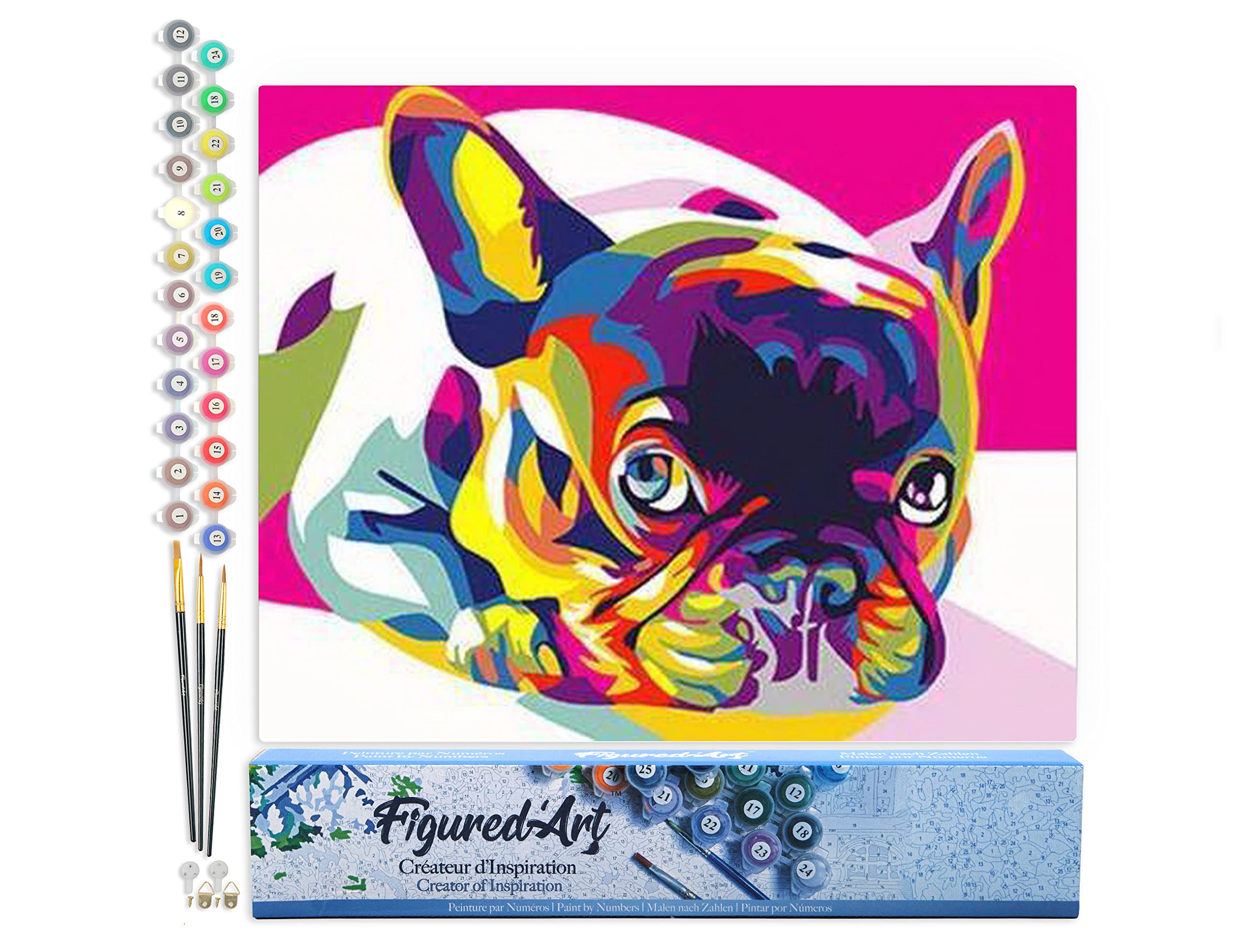 Figured'Art Paint by Numbers for Adults Carlin Pop Art 40x50cm - Craft Art Painting DIY Kit Rolled Canvas Without Frame