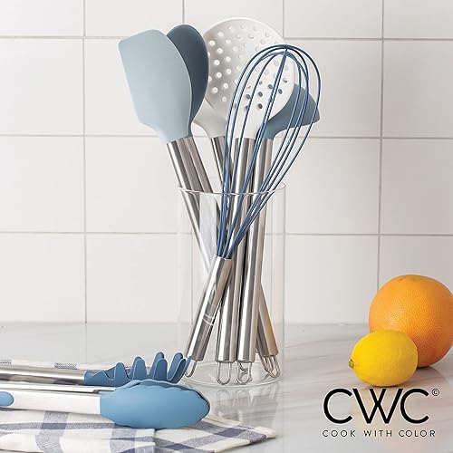 Miniatura 8 de COOK WITH COLOR Utensilios de cocina de silicona, juego de utensilios de cocina de 10 piezas, utensilios de cocina de silicona fáciles de limpiar,