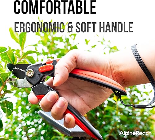 Miniatura 5 de AlpineReach Juego de tijeras de podar de derivación y yunque para jardinería, podadoras ergonómicas afiladas, mango suave ajustable para manos