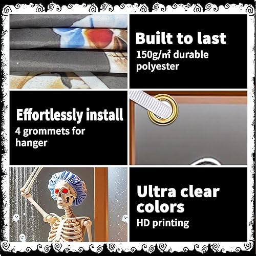 Miniatura 8 de Cubierta de puerta de Halloween para baño, decoración divertida de puerta para accesorios de fotos de fiesta, decoración de fondo de Halloween de