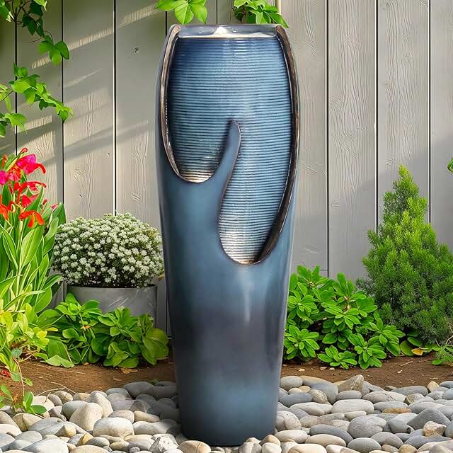 Naturefalls 38.7” H Modern Outdoor Fountain - 4-Tiered Outdoor Garden Fo...