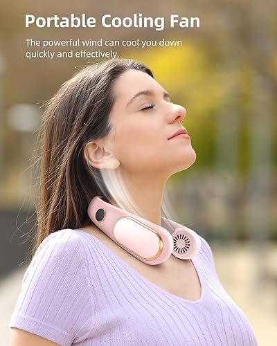 Miniatura 2 de Koonie Ventilador de cuello recargable de 5 velocidades, ventilador personal portátil, ventilador sin aspas manos libres, ventilador portátil a