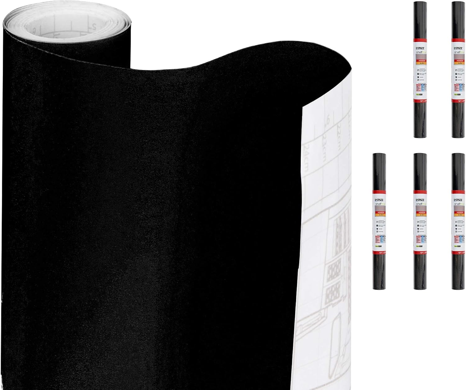 Smart Design Adhesive Shelf Liner - (18 Inch x 120 Feet) - Drawer Cabinet Paper - Kitchen [Black] - Set of 6-120' Total