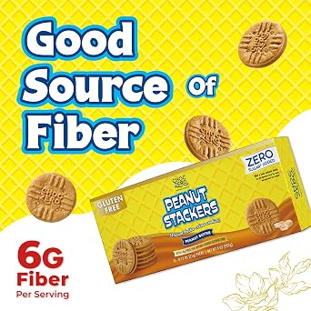 ChocZero Peanut Stackers, Sugar Free Peanut Butter Cookies, Gluten Free | No Sugar Alcohols, Keto, Low Carb, High Fiber, 24 Cookies