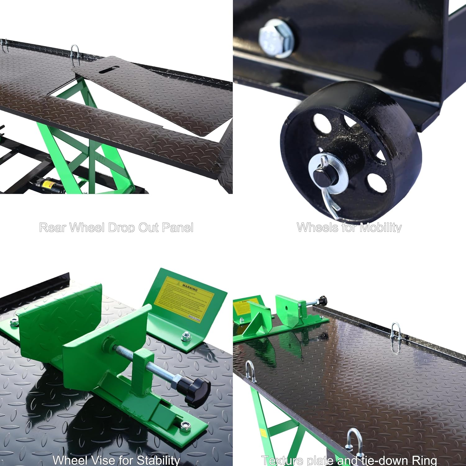 Hydraulic Motorcycle Lift 1000 Lb Capacity Jack Stand Lift Hoist Workshop Repair Table Adjustable Height Mobile Motorcycle Ramp Removable Green