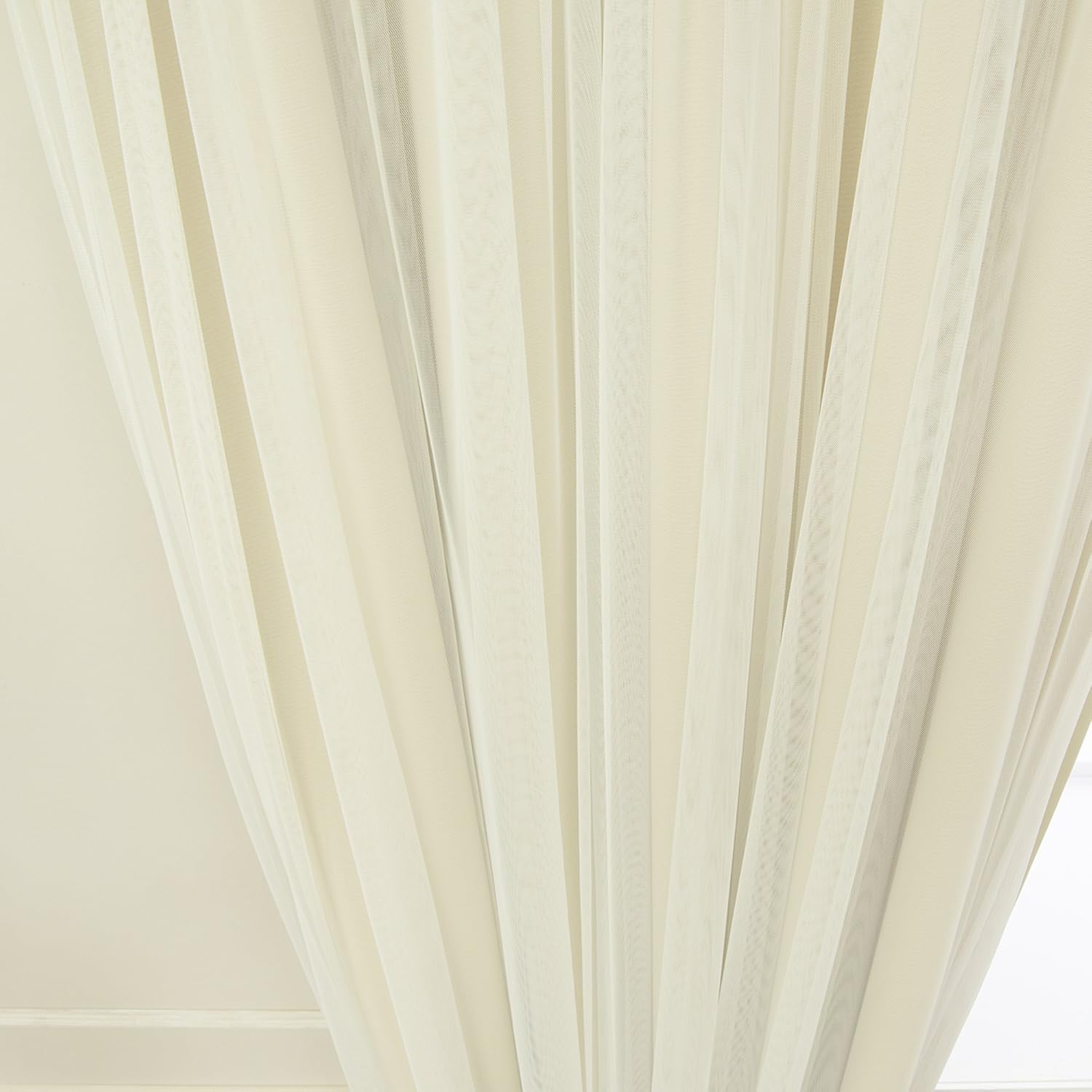 Best Home Fashion Lace Tulle Overlay Thermal Insulated Solid Blackouts - Rod pocket - Beige - 52"W x 84"L - (Set of 2 Panels)
