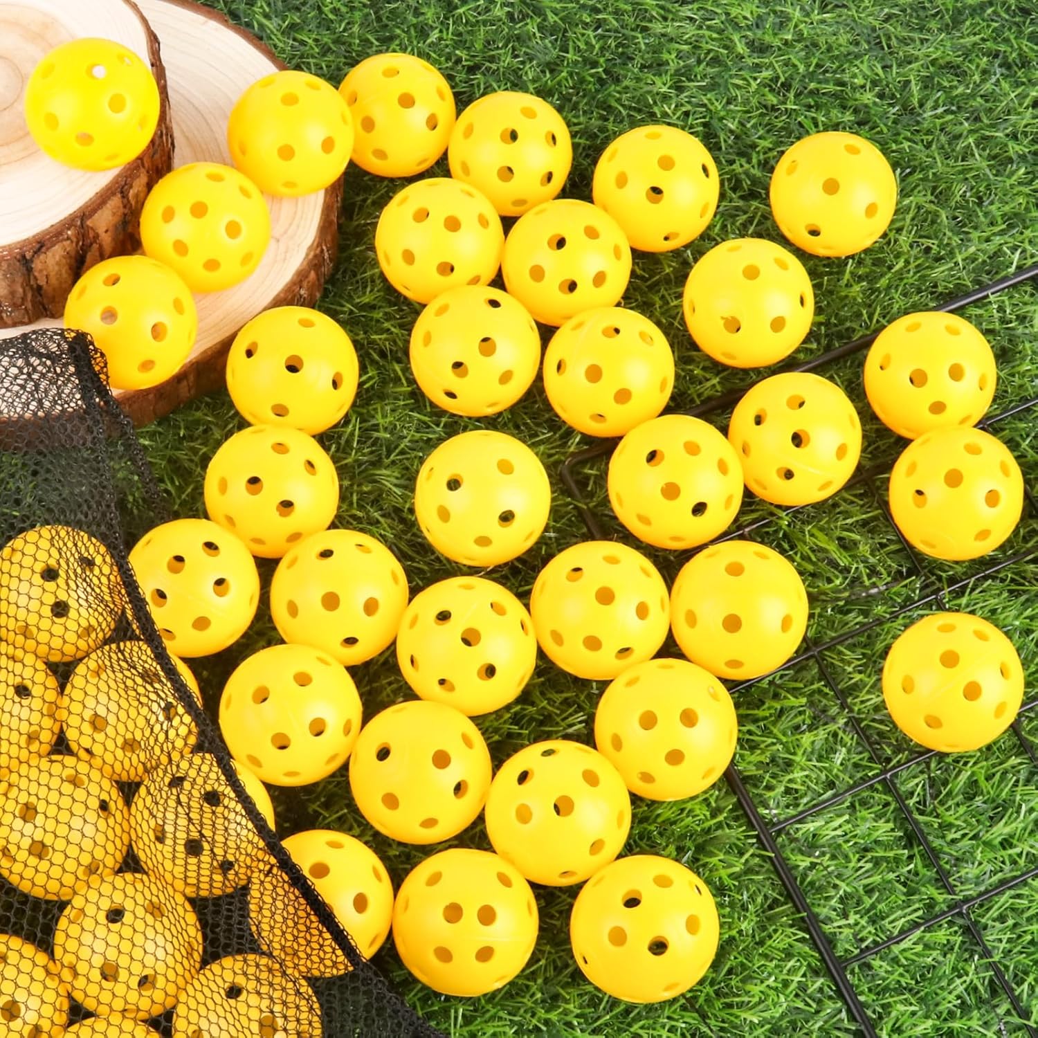 100 Pack Yellow Practice Golf Balls 42mm Plastic Golf Balls Limited Fligh Training Golf Balls AdecortalkBulk for Backyard Swing Practice Driving Range Indoor Outdoor Use - Image 3