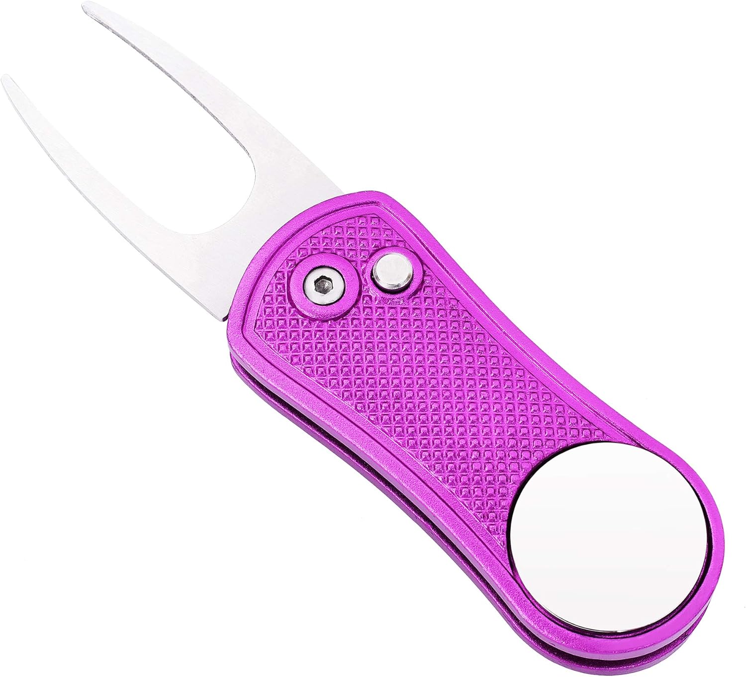 Mile High Life 金属製 折りたたみ式 ゴルフディボットツール ポップアップボタン&amp;マグネットボールマーカー付き