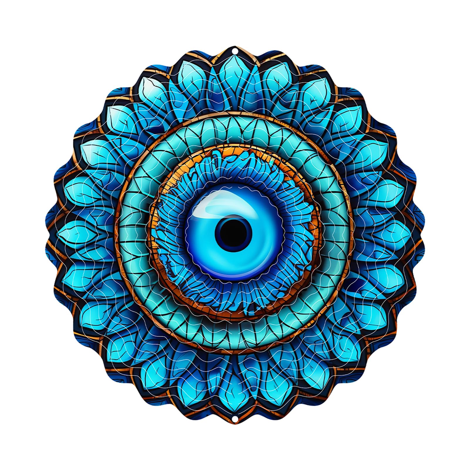 Phamouu Wind Spinners 3D Rotate Stainless Steel Wind Sculptures Diameter 25CM Hanging Metal Decorations for Indoor Outdoor Garden Yard Balcony Decor Blue Eyes