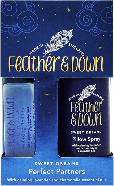 Feather & Down Sweet Dreams Perfect Partners Gift Set (50ml Pillow Spray & 10ml Roll-on) - With calming lavender & chamomile essential oils. Cruelty Free.