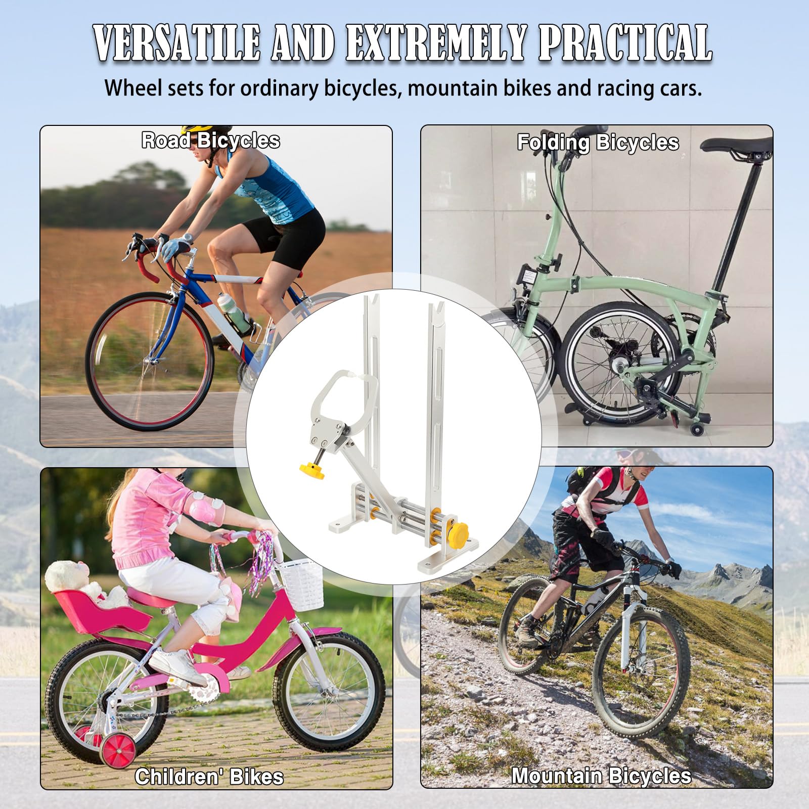 Cavalletto di centraggio per Bicicletta, Professionale Cavalletto per Centrare Ruote Bici Pieghevole Supporto per Biciclette Cerchioni Mountain Bike