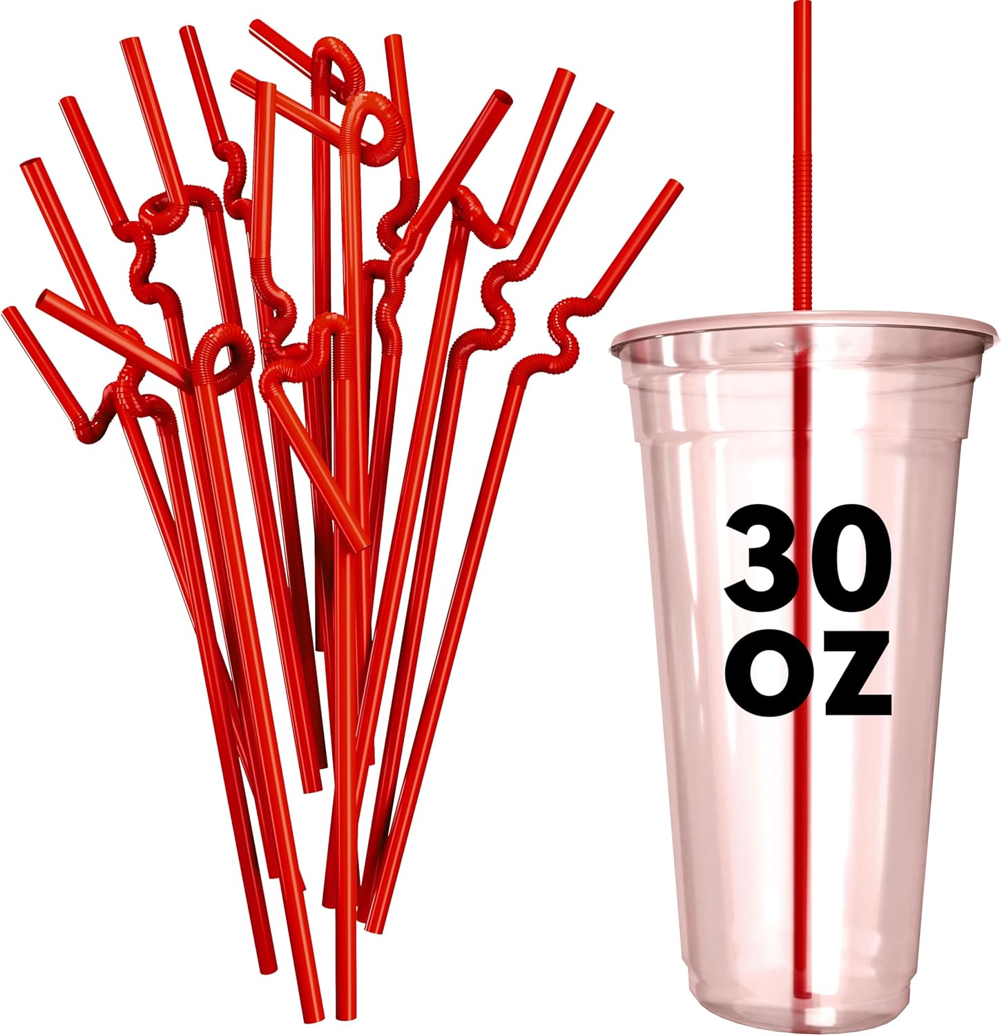 Tall Extra Flexible Bendy Plastic Drinking Straws - Extends to Nearly 13 Inches (250, Clear)