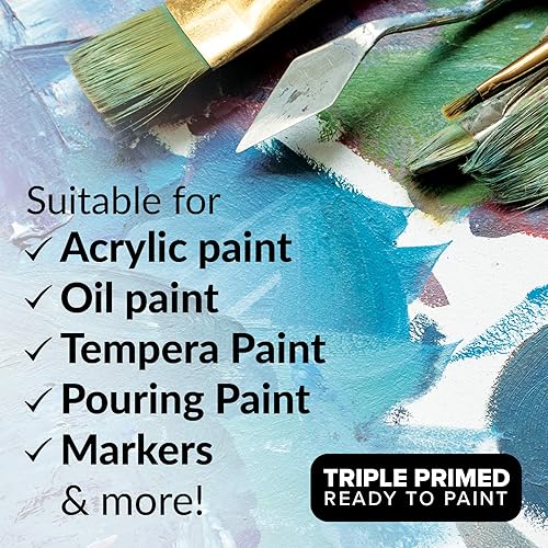 Miniatura 4 de Paquete de 10 lienzos estirados para pintar lienzos de pintura en blanco de 9 x 12 pulgadas para suministros de pintura, lienzos de pintura