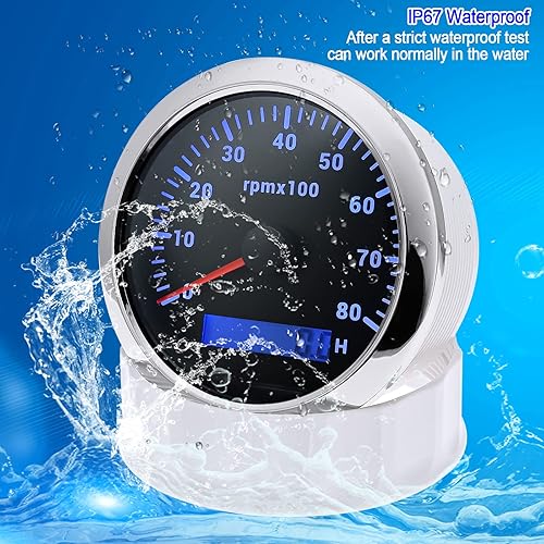 Miniatura 5 de ARTILAURA Tacómetro 3.346 in 3-38 pulgadas, medidor de tacómetro de barco, 7 colores, LED, RPM, tacometro, tacómetros de repuesto automotriz, 8000