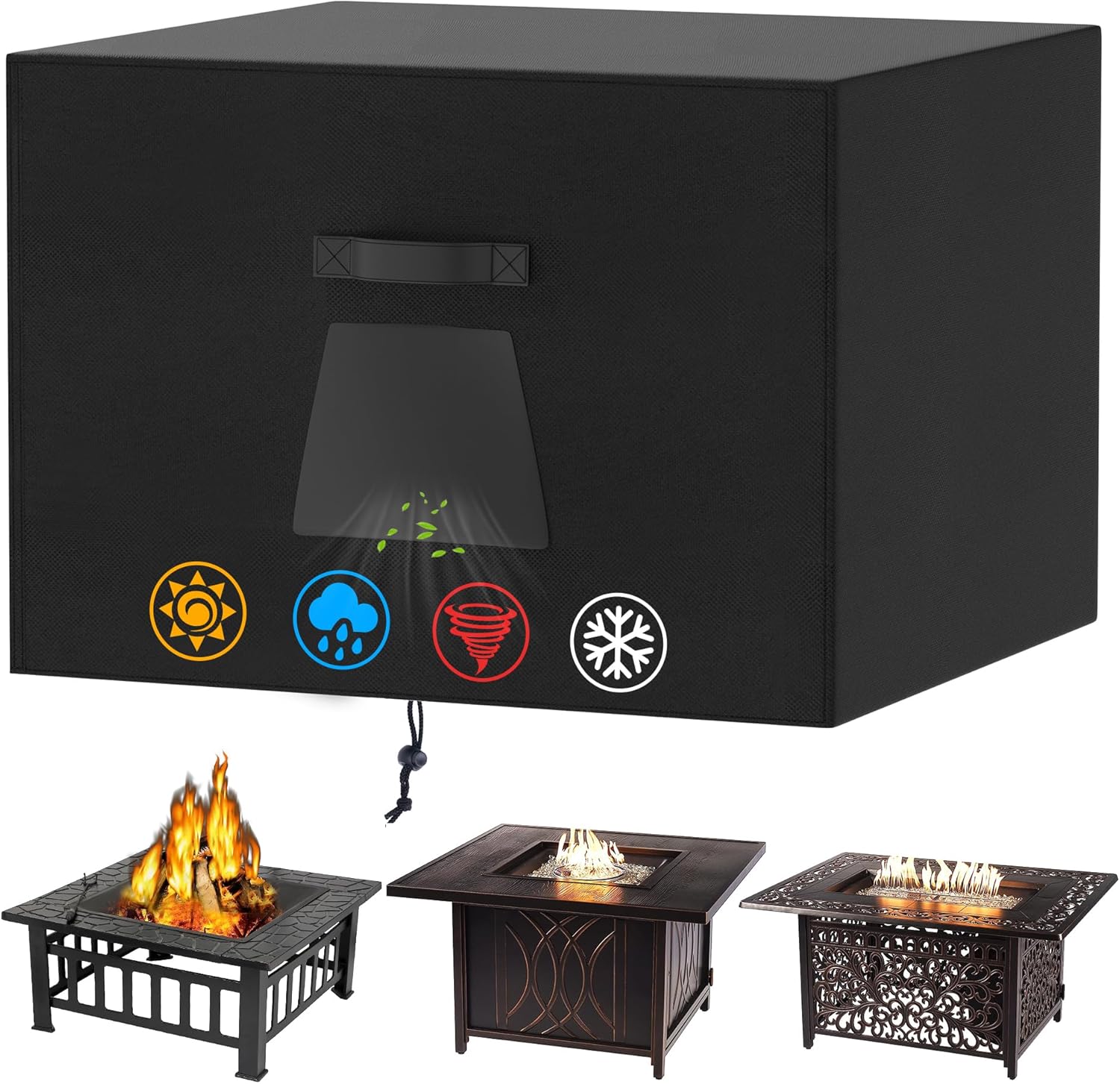 Superay 36 inches Fire Pit Cover Square 600D All