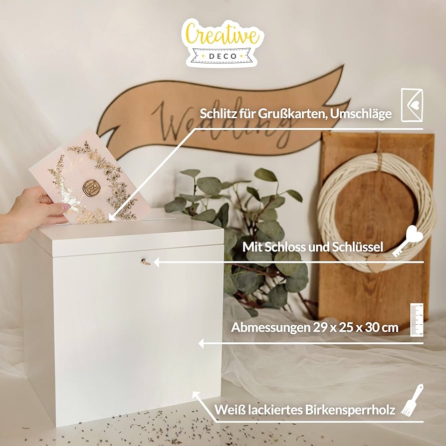 Hochzeitskartenbox Aus Holz - 25x18x25cm Mit Herz-Ausschnitt