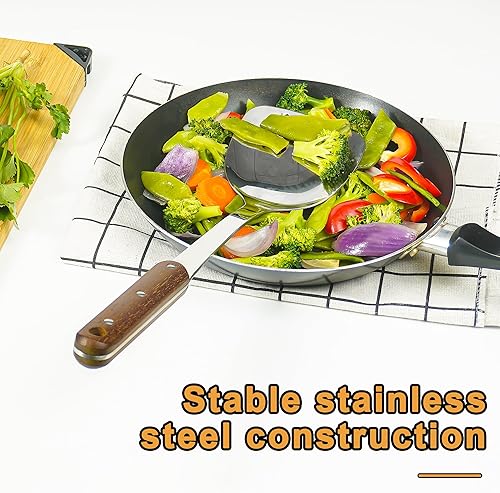 Miniatura 6 de FJNATINH Espátula Wok de acero inoxidable, espátulas ranuradas, cucharón, juego de herramientas de cucharón de espumadera, utensilios de cocina